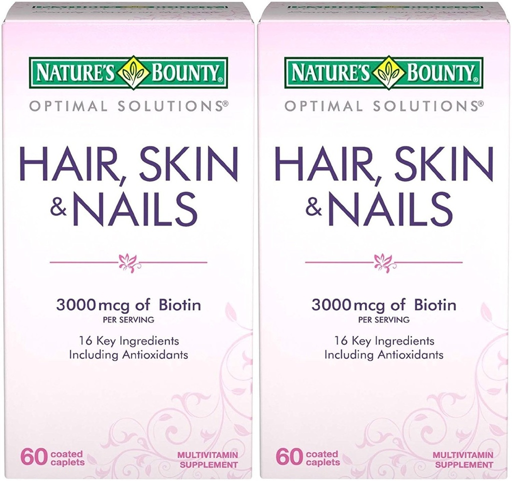 Nature's Bounty Optimal Solutions Formule cheveux, peau et ongles, 120 Caplets enduits (2 X 60 Nombre)
