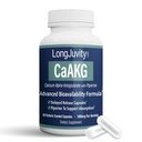 LongJuvity Calcium Alpha-Ketoglutarate Time Release AKG Supplement (1.000mg pro Servierung) - Gut Heath, Knochengesundheit, Anti Aging & Longevity - Unabhängig Lab getestet (60 Enteric Coated Capsules)