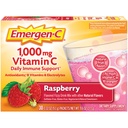 Emergen-C 1000mg Vitamin C Immununterstützung Pulver Himbeer 30CT enthält Zink, Mangan, 7 B Vitamine und Elektrolyte für Back to School Essentials