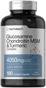 Horbäach Glucosamin Chondroitin MSM | 4050 mg | 180 Caplets | mit Turmeric | Triple Strength Formula | Non-GMO & Gluten kostenlose Ergänzung