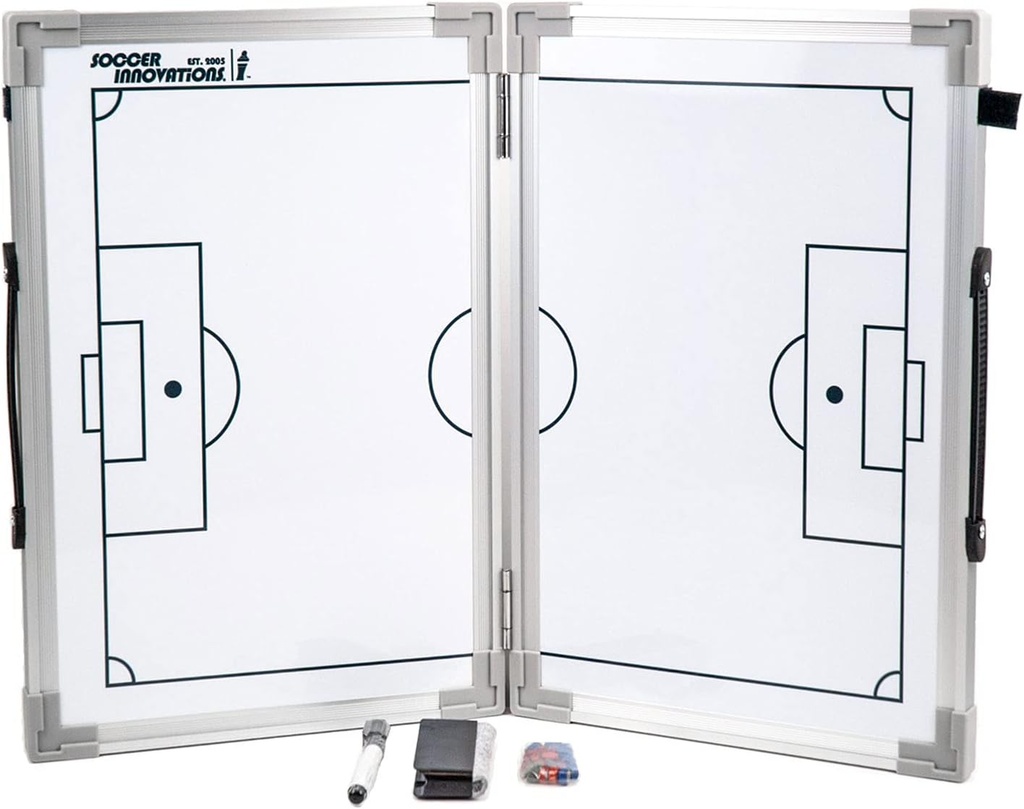 Innovations en matière de soccer Conseil d'entraîneurs Tactiques Magnétique Charnière, Extrêmement Portable Dry Effase White Board pour entraîneurs de soccer de tous niveaux pour effectuer une analyse tactique.