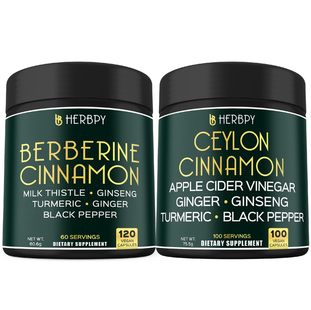 Ensemble 7in1 Berberine HCl 97% Suppléments et 6in1 Premium Ceylan Suppléments cannelle