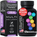Age Defense Beauty Collagen Matrix - 2.000mg Multi Collagen Biotin Keratin Hyaluronsäure Saw Palmetto Vitamin C Supplement Complex - DHT Blocker für Männer und Frauen für Haarwachstum - 90 Glutenfreie Kappen