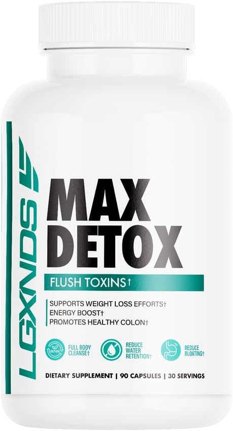 Max Detox – Full Body Cleanse, Reduce Water Retention, Reduce Bloating Nahrungsergänzung - 60 Kapseln, 30 Portionen