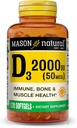 MASON NATURAL Vitamin D3 2.000 IU Ultra Strength, unterstützt Knochendichte, Stärke und Immungesundheit, 120 Softgels
