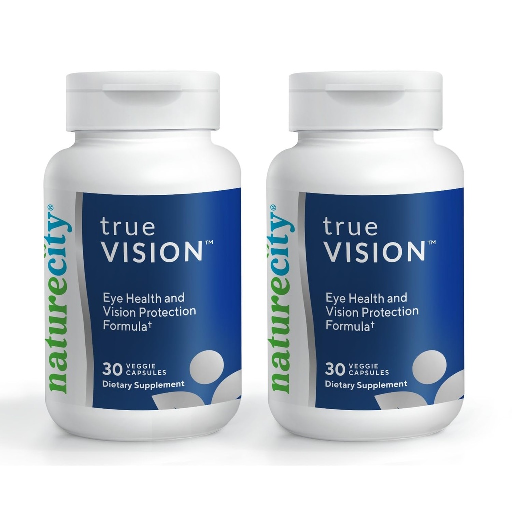 NatureCity True-Vision Eye Health Supplement - Lutéine et zéaxanthine à base végétale avec safran haute puissance 20mg - Blue Light Protection, support de vision centrale et nocturne (60 Capsules de Veggie)
