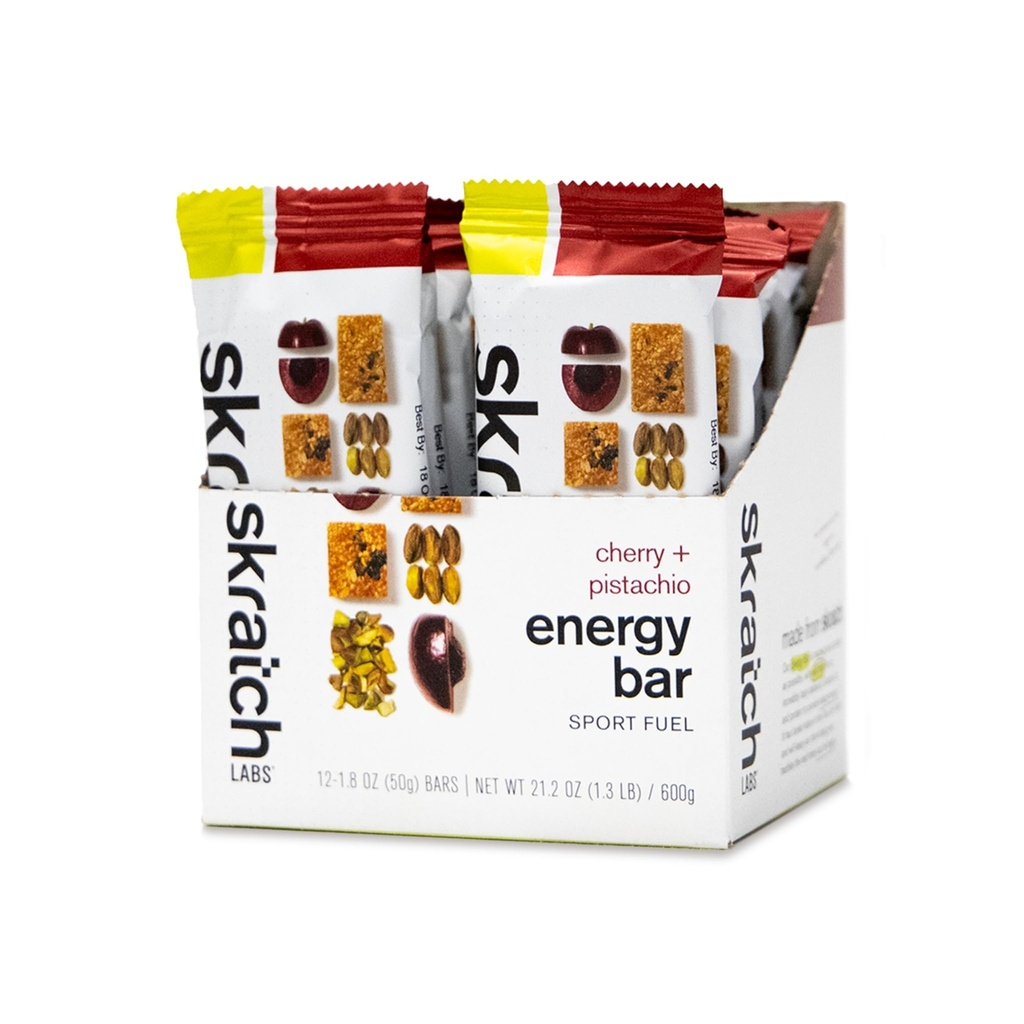 Stschkratz Labs Energy Bar | Cherry + Pistachio (12 Pack) | Plant Based Healthy Snack | Low Sugar - 5g Protein | Non-GMO, Gluten Free, Soy Free, Vegan, Kosher