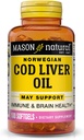 MASON huile de foie de morue naturelle plus vitamine A et D3 - Fonction du coeur et du cerveau en santé, immunité améliorée, soutient la santé globale, 100 softgels