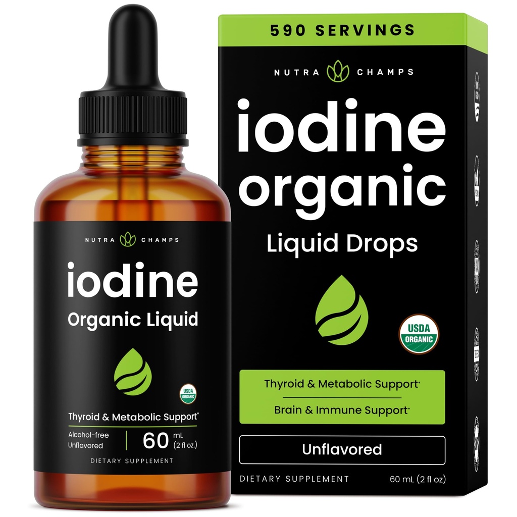 Bio-Iodine-Flüssigtropfen - 250 mcg Iodine-Ergänzung für Damen und Herren - Kalium-Iodide-Lösung 250 mcg - 590 Servierungen - Schilddrüse, Hormone & Stoffwechselunterstützung - Non-GMO, Vegan NPN 80119762