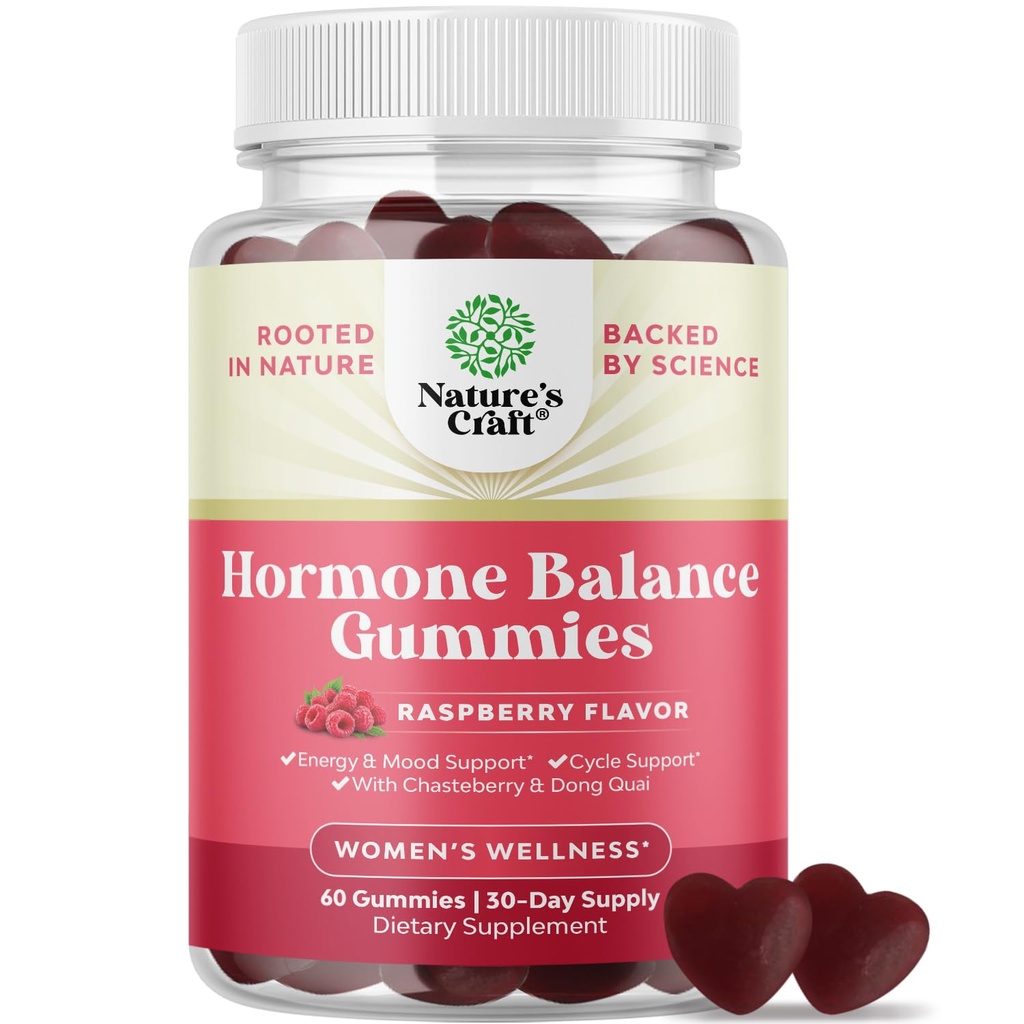 Équilibre hormonal pour les femmes Gommies de tous les âges - Supplément de soutien PMS pour les femmes de réglementer le cycle menstruel et l'équilibre hormonal Ménopause et échangisme avec vitamine B6 et Dong Quai - 60 Chews
