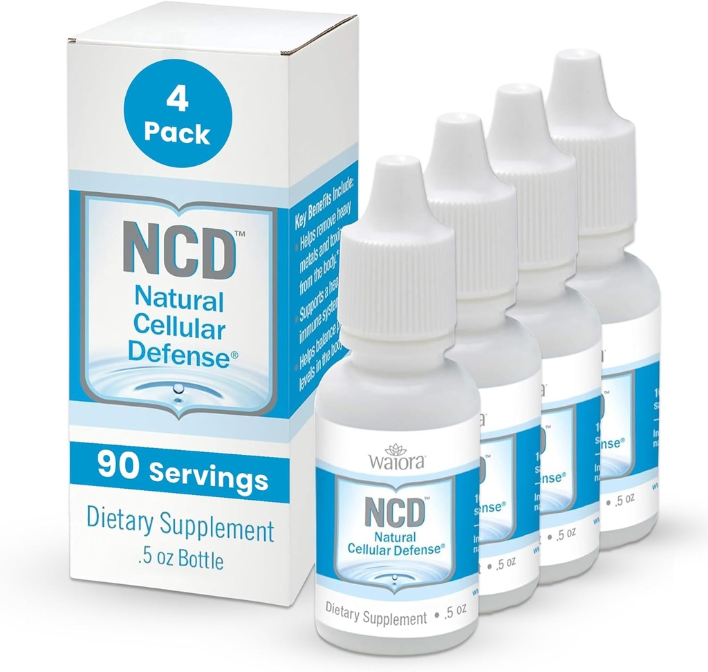 Waiora Natural Cellular Defense (NCD) Liquid Zeolite Drops, Clinoptilolite für Männer und Frauen - Beilage für Immune, Gesunde Gut-Unterstützung, Sauberkeit, pH-Balance (0,5oz Bottle, 4 Ct – 360 serv)