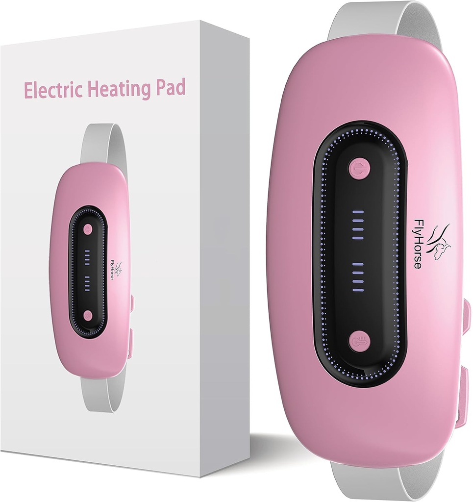 Elektrisches Heizkissen, Tragbares Cordless Menstrual Heizkissen mit 4 Wärmestufen und 4 Massagemodi, Schnelle große Heiz Belly Wrap Belt für Cramps, Back Pain Relief Geschenke für Frauen Mädchen Sie (Pink)