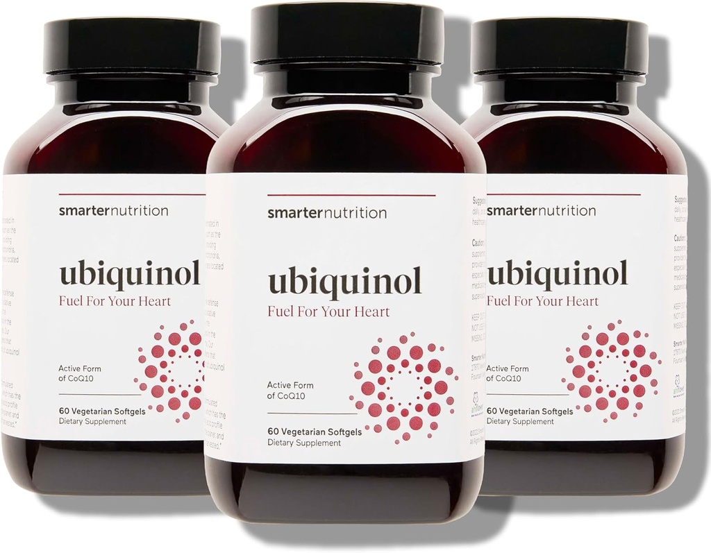 SMARTERNUTRITION Ubiquinol 100mg + Natural Plant-Based Complete Omega 3 6 9 - Klinisch untersucht Ahiflower® Oil - Ultra Absorption CoQ10 für Herzunterstützung - Non-GMO - 180 Softgels[90-Day Supply]