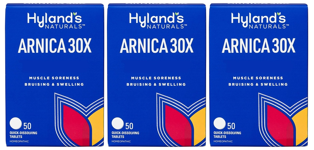 Hyland Arnica 30x 50 Tabletten (3 Packung = 150 Tabletten), Bruising, Schwellung, Muskelschmerzen Relief