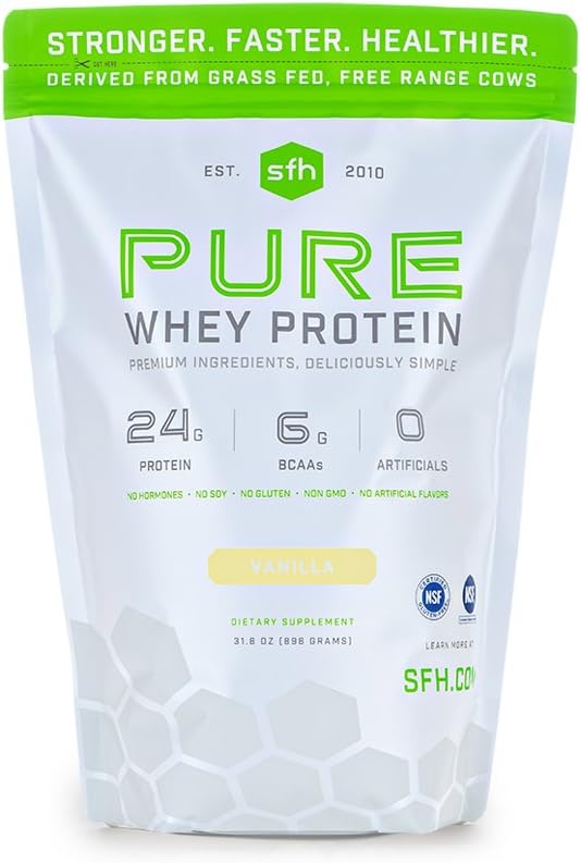 STRONGER FASTER HEALTHIER Vanilla Whey Protein Powder, 31.6 OZ