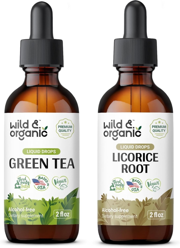 Wild & Bio Grüner Tee Tinktur 2 oz & Licorice Tinktur 2 fl oz