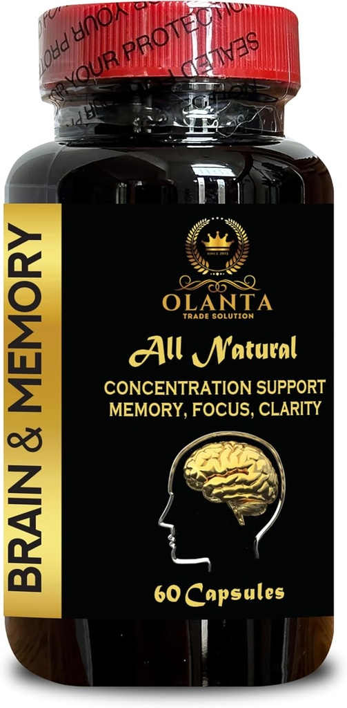 Gehirn-Memory-Ergänzungen - Gedächtnis- und Clarity-Boost-Konzentration, Gedächtnis-Ergänzung für Gehirn Senioren, Fokus-Ergänzung, Neuro-Enhancement - 1 Flasche 60 Kapseln
