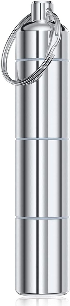 Nipichsha Schlüsselanhänger Pillenhalter, kleine Pillen Box für Geldbeutel & Tasche, Metall Tablet Organizer Container, tragbare wasserdicht Tablet-Gehäuse mit Schlüsselanhänger, Vitamine, Medikamente, Fischöl, Silber