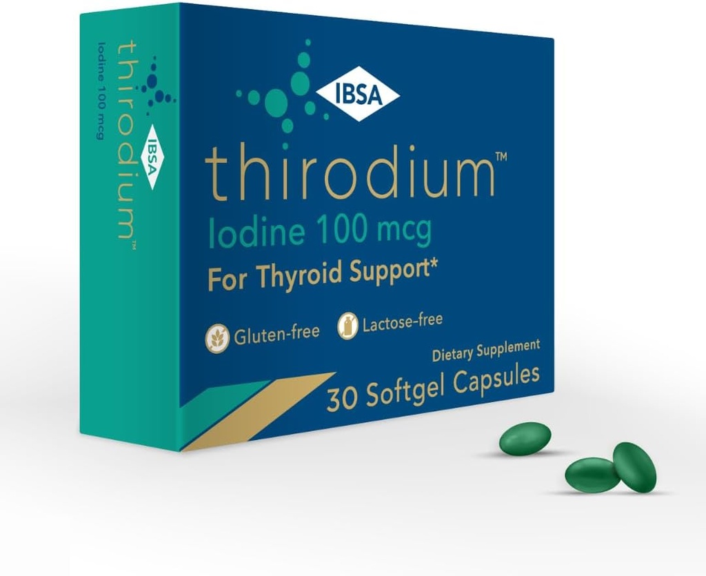 Thirodium - Schilddrüsenunterstützungsergänzung - 100mcg Iodine (Sodium Iodate) - 30 Soft-Gel Kapseln für erhöhte Absorption - Glutenfrei, Lactosefrei, Sugar-Free, Non-GMO