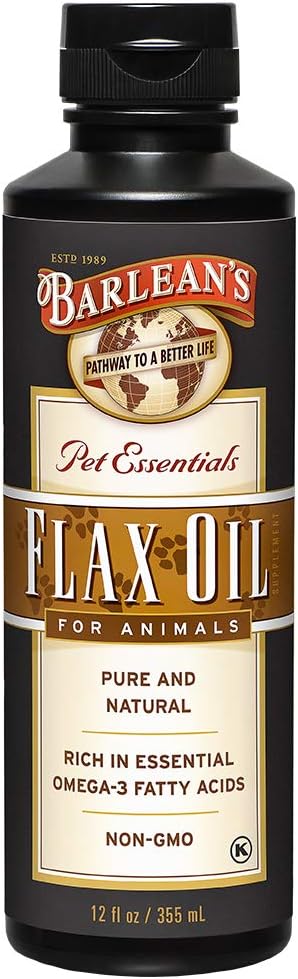 Barleans frisches Flax-Öl für Tiere mit Rich Essential Omega-3 Fettsäuren für Tier Wohlbefinden und Gesundheit - Non GMO - 12-Ounce