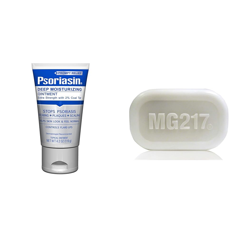Psoriasine Oint hydratant et MG217 Savon exfoliant pour le psoriasis - 4,2 oz et 3,2 oz