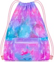 PASHOP Drawstring Rucksack für Kinder, Mädchen Mesh Beach Bag zum Schwimmen, Große Größe Gym Drawstring Bags Cinch Sack für Mädchen (Unicorn)