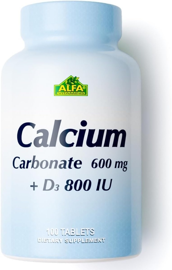 Kalzium 600mg + D3 Nahrungsergänzung von ALFA Vitaminen - Fördert gesunde Knochen - Gesunde Zähne - Gesundes Herz - Gesundes Nervensystem -100 Tabletten