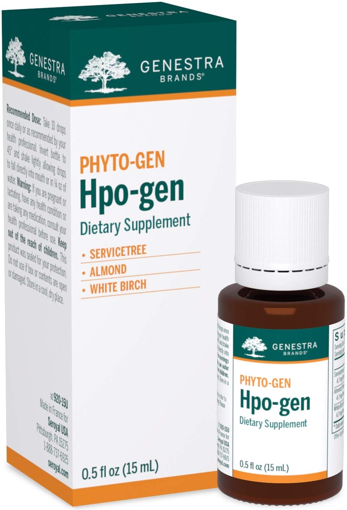 Genestra Marken Hpo-gen | Servicetree, Mandel und weiße Birke Kräuterergänzung | 0.5 fl. oz.