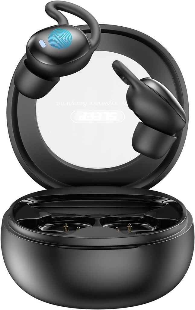 Casques de sommeil, écouteurs de sommeil sans fil pour lits latéraux, mini-écouteurs pour dormir, Bluetooth ultra-mince 5.4 casques, confortable invisible – noir