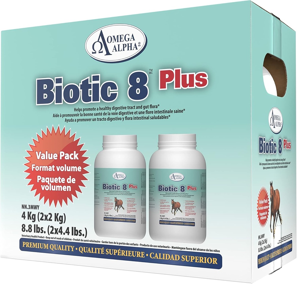 Omega Alpha Biotic 8 Plus 8,8lbs (2 X 4,4lbs) pour chevaux