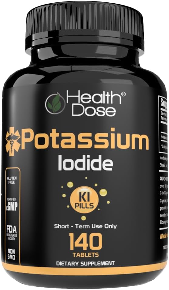 Health Dose Potassium Iodide (KI) - 130mg, 140 Tabletten - Short-Term Schilddrüsenschutz, Iodine Supplement & Schilddrüsengesundheitsunterstützung. Voller Monat Lieferung.