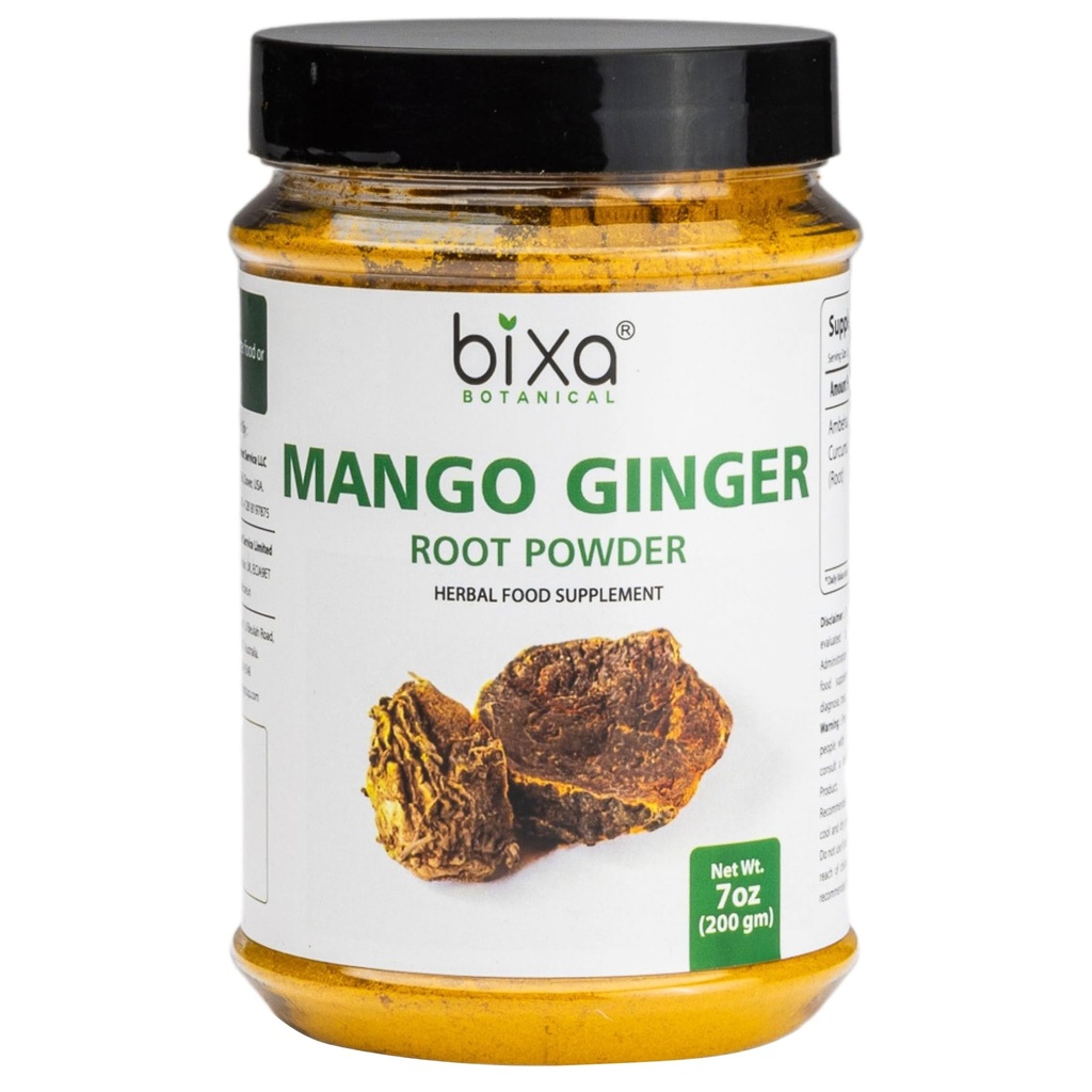 bixa BOTANICAL Mango Ginger Root Powder | Curcuma Amada ǀ Ambehaldi ǀ Ayurvedic Herbal Supplement | 200 Gramm / 7 OZ | Glutenfrei, Non-GMO, Steam Behandelt, Vegan, 100% Pure.