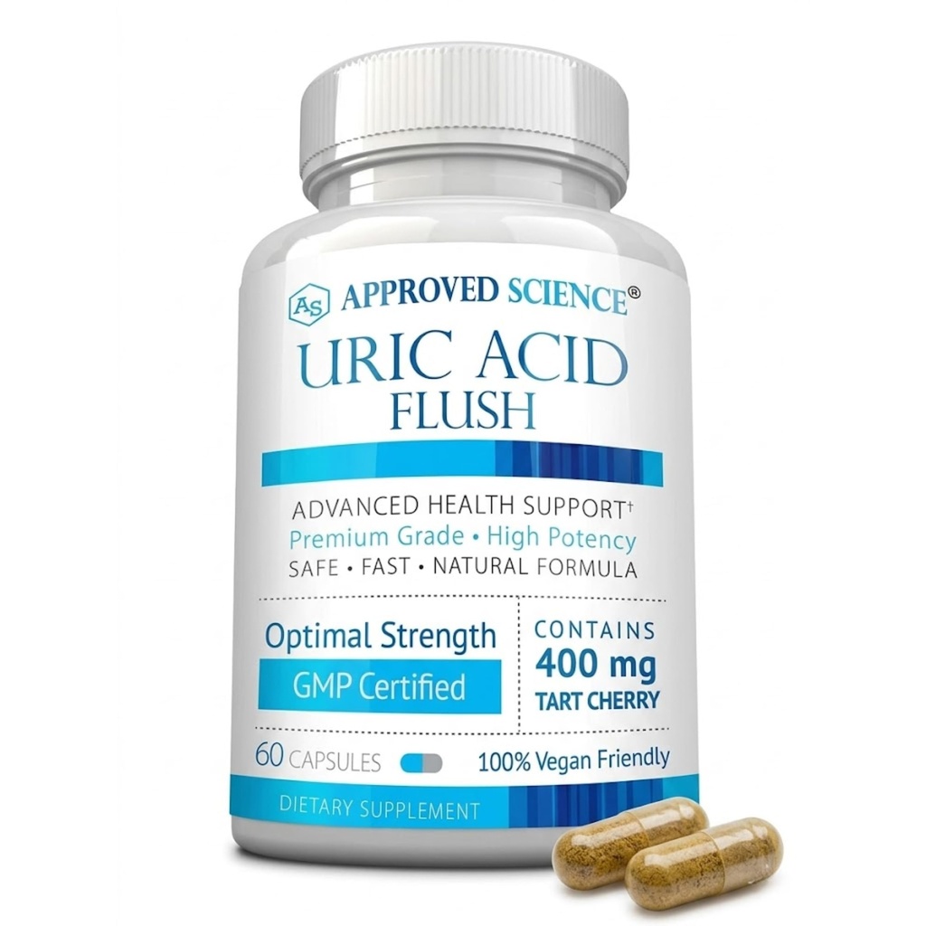 Genehmigte Science® Uric Acid Flush mit Folsäure und Tart Kirsche - 60 Kapseln - 1 Monat Versorgung