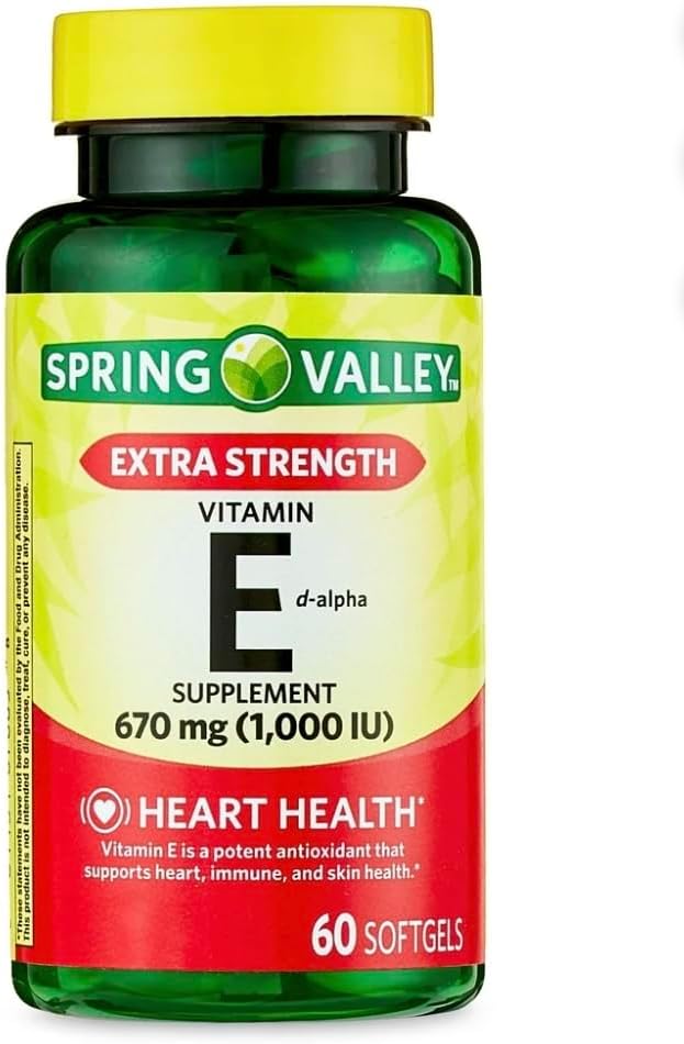 Spring Valley Extra Strength Vitamine E-Alpha Softgels, 670 mg (1 000 UI), 60 Nombre