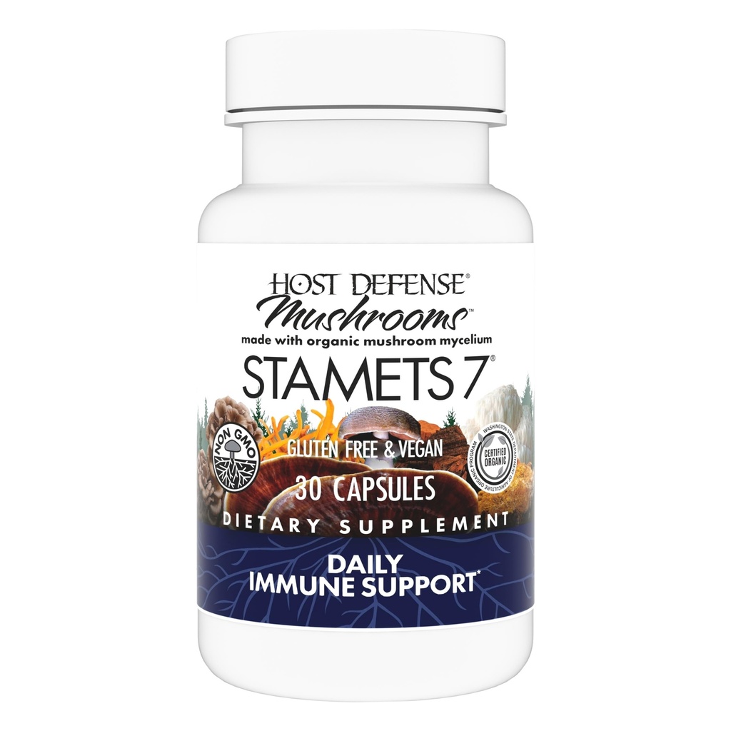 Host Defense Stamets 7-7 Spezies Blend - Pilzergänzung für Immununterstützung - Inklusive Royal Sun Blazei, Cordyceps, Reishi, Maitake, Lion's Mane, Chaga & Mesima - 30 Kapseln (15 Servierungen)*