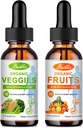 Obst und Gemüse Beilage - Balance of Natural Fruit and Vegetables Liquid Drops 2 Pack, Ganze Nahrungsergänzung - gefüllt mit Vitaminen und Mineralien - 2 FL OZ Fruit & 2FL OZ Veggie