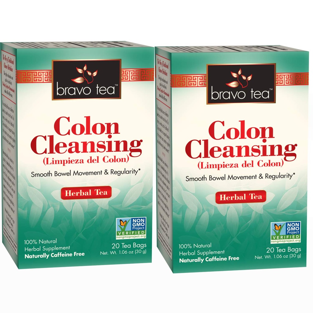Bravo Tea Colon Nettoyer le thé à base de plantes sans caféine, 20 sachets de thé, 2 comtes