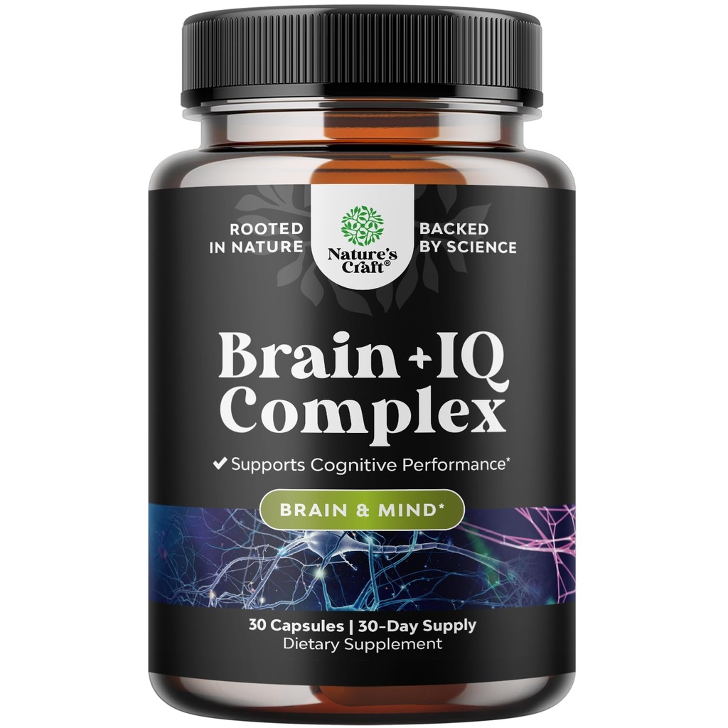 Nootropic Memory Supplement for Brain Support - Memory Pillen für Brain Boost und Natural Energy Booster - Vitamin B12 Bacopa Monnieri Rhodiola Rosea DMAE Ginkgo Biloba Phosphatidylserin - 60 Count