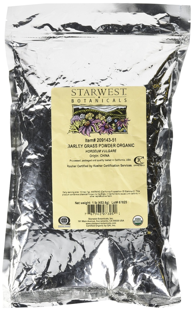 Starwest Botanicals Poudre d'orge biologique, 1 livre