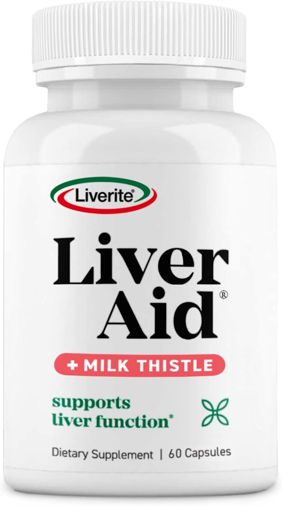 Aide hépatique LIVERITE avec chardon 60 capsules, soutien du foie, nettoyage du foie, soins du foie, fonction hépatique, énergie
