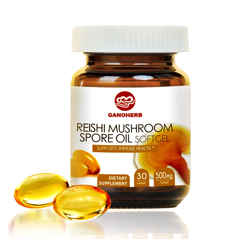 Bio Reishi Mushroom Spore Oil Supplement-USDA Ganoderma Lucidum Extract Capsule-Immune System Natürliche Energie für Wellness-Liver Support-Vegan, Non-GMO Gluten Free, 30 Veggie Softgels