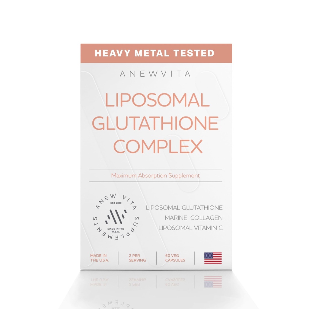 Liposomale Glutathion-Ergänzung mit Marine Collagen und Liposomal Vitamin C - Premium Hautpflege-Ergänzung - Verbesserte Absorptionsformel für Radikale Haut, Detox & Antioxidantien-Unterstützung - 60 Kapseln