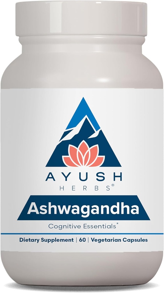 Ayush Herbs Ashwagandha Capsules - Ashwagandha für Männer und Frauen, Ashwagandha Ergänzungen, reines Ashwagandha Wurzelpulver für Stress, 500mg pro Pille - 60 vegetarische Caplets (1 Graf)
