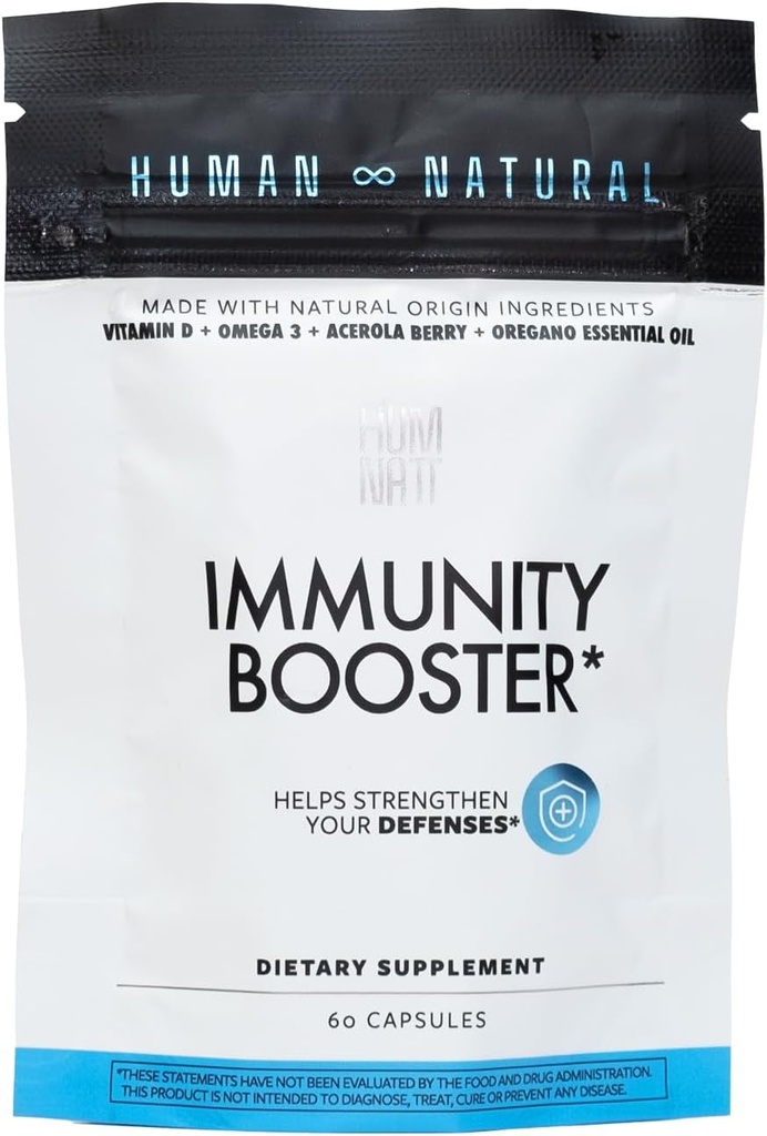 Immunität Booster Vegan Kapseln | Vitamin D, Omega-3, Acerola, Kale, Chia Öl, Oregano Öl | Immununterstützung Ergänzung | 60 Zähler