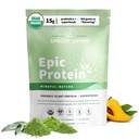 Sprout Living Protéine épique, Protéines végétales et superaliments Poudre, Matcha sensible à la maladie de 17 Grams Poudre de protéines organiques, végétalien, non OGM, sans gluten, adaptogènes + nootropiques (1 livre, 12 portions)