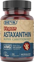 Deva Nutrition Vitamines Astaxanthine 4mg, Vegan, Fabriqué à partir d'Haematococcus Pluvialis Microalgues, 30 Capsules, 1-Pack