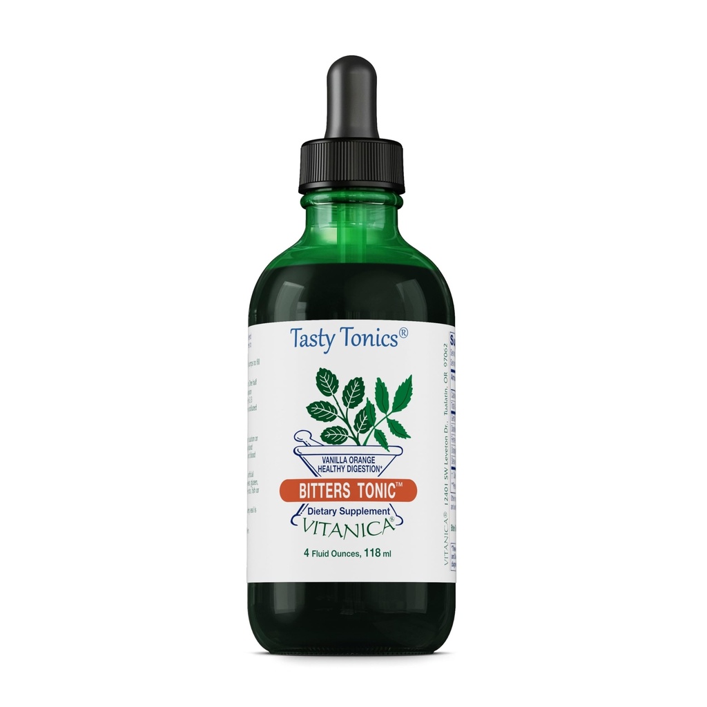 Vitanica Bitters Tonic, Liquid Digestion Supplement, Digestion Support, Alcohol Free, Vanilla Orange, Vegan, 4 Ounce