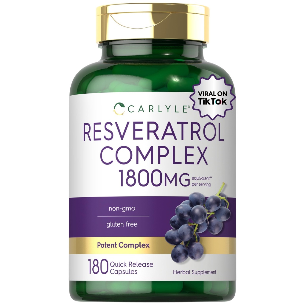 Carlyle Resveratrol Supplément 1800mg.180 Capsules.
