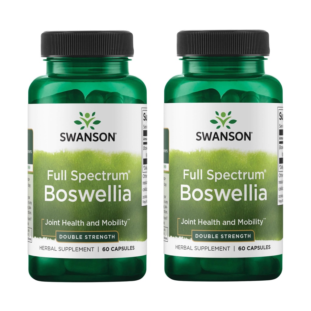 Swanson Double Strength Boswellia-Herbal Supplement Förderung von Joint Support-Ayurvedic Herb für Joint Flexibility & Mobility Support-Made w/Boswellia Serrata Resin-(60 Kapseln, 800mg Jeder) 2 Pack