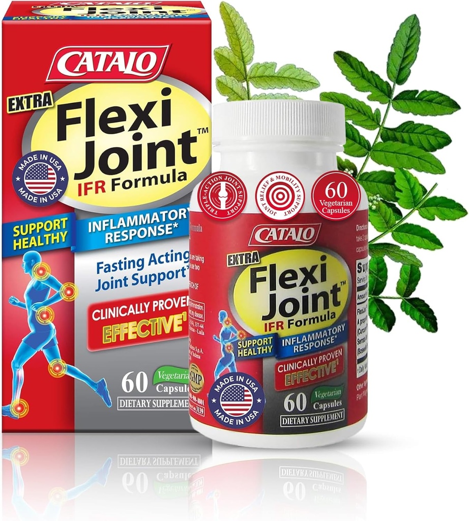 CATALO Extra FlexiJoint IFR Formula – avec Meriva Turmeric Phytosome, AvresFlex et Casperome Boswellia – 60 Capsules